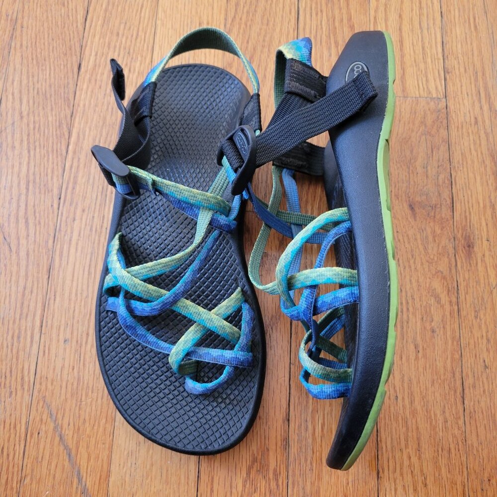 Chaco 9 Z/1 Classic Sandals Blu Vibram Sole Adjustable Straps Summer Hiking Spor
